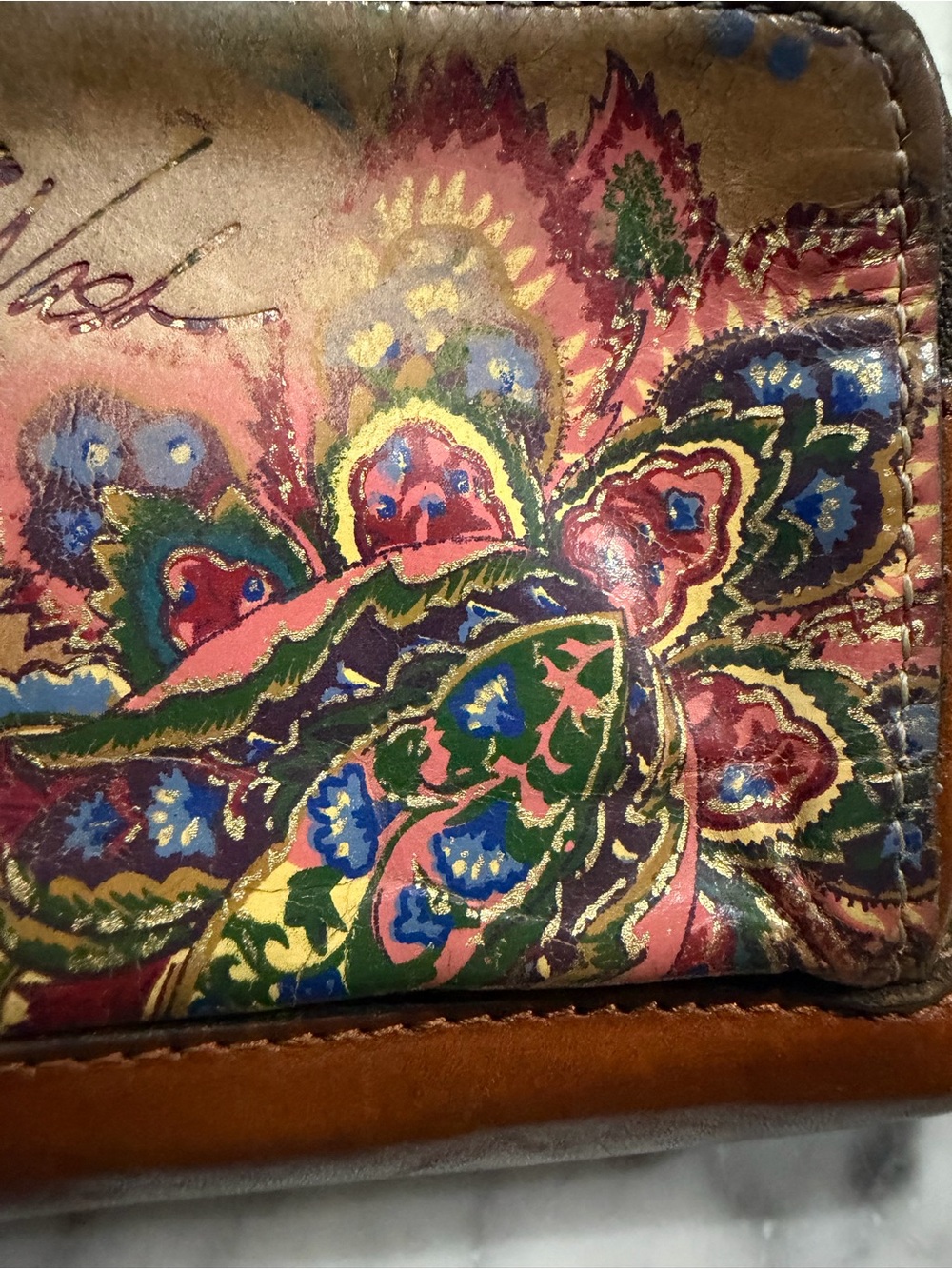 Patricia Nash Tan Floral-Print Leather Wallet with Multicolor Accents - Picture 3 of 8